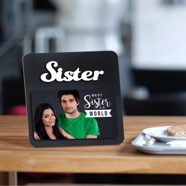 Sister WOODEN PHOTO FRAME WITH FIXED TITLE PLAQUE