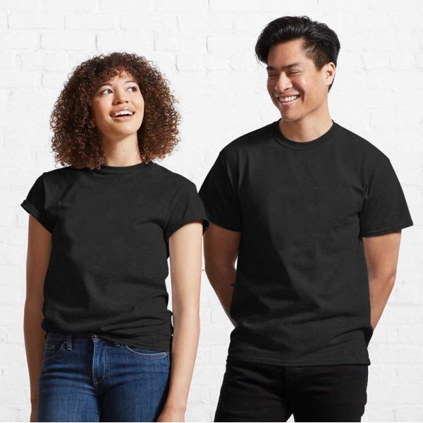 Black Plain Unisex Half Sleeve T-Shirt